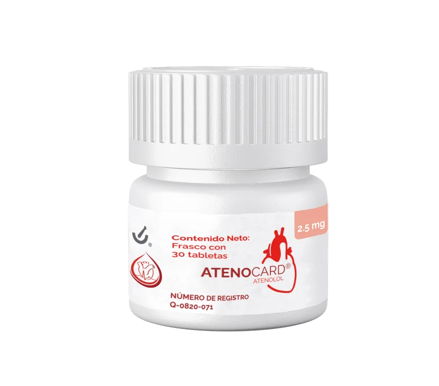 Atenocard 2.5 mg 30 Tabletas (Atenolol ) ESTE PRODUCTO ES CONTROLADO Y SU VENTA REQUIERE DE RECETA MÉDICA CUANTIFICADA EN ORIGINAL VENTA DIRECTA EN FARMACIA