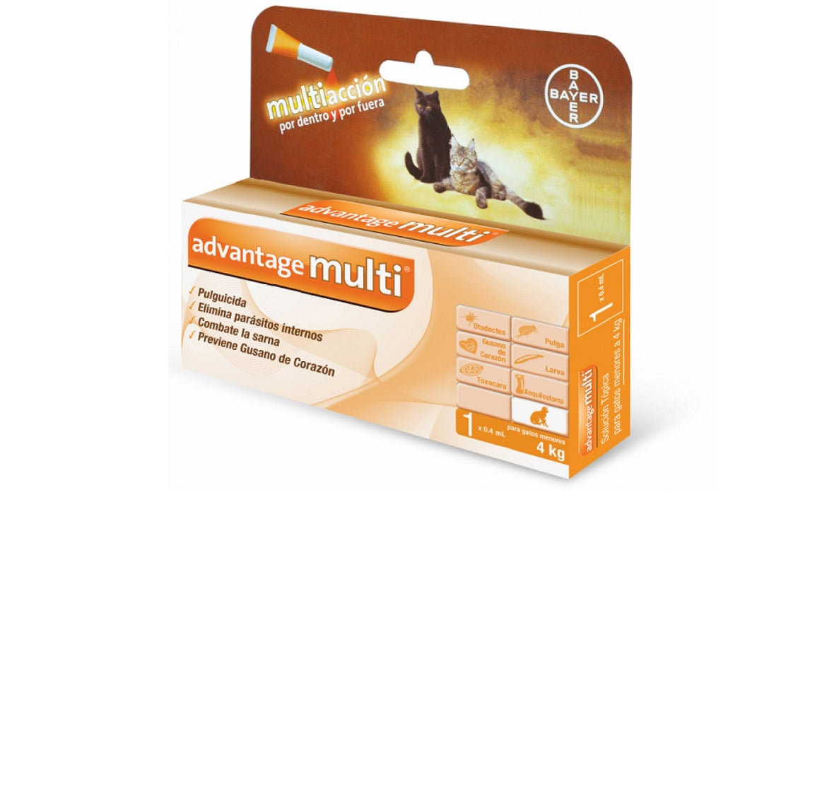Advantage Multi Gatos 4 (pipeta gatos menores de 4 kg 0.4 mL)