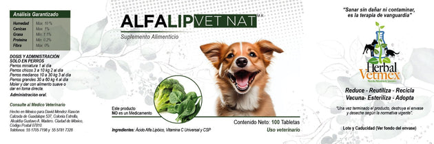 Alfalip VetNat 100 Tabletas ( Antioxidante )