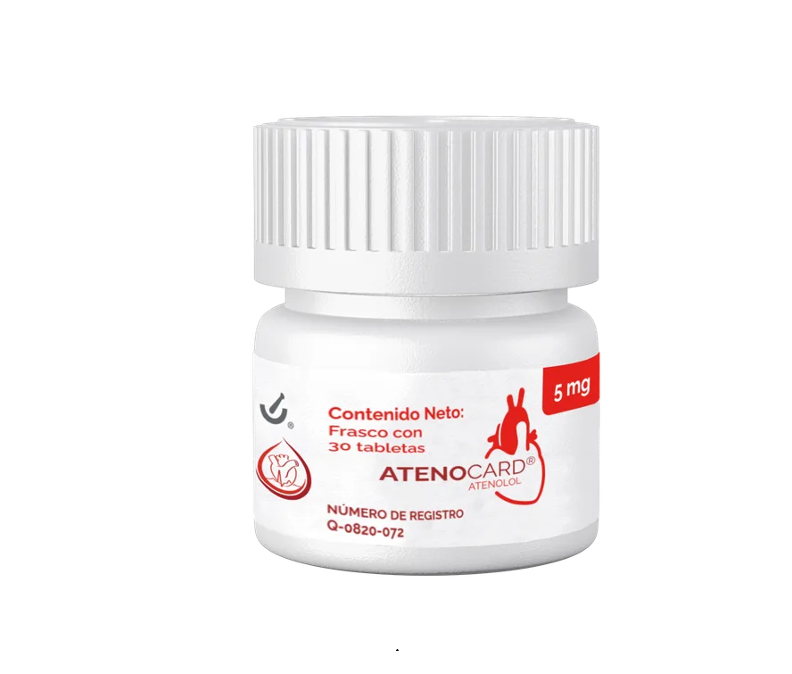 Atenocard 5 mg  30 Tabletas (Atenolol ) ESTE PRODUCTO ES CONTROLADO Y SU VENTA REQUIERE DE RECETA MÉDICA CUANTIFICADA EN ORIGINAL VENTA DIRECTA EN FARMACIA