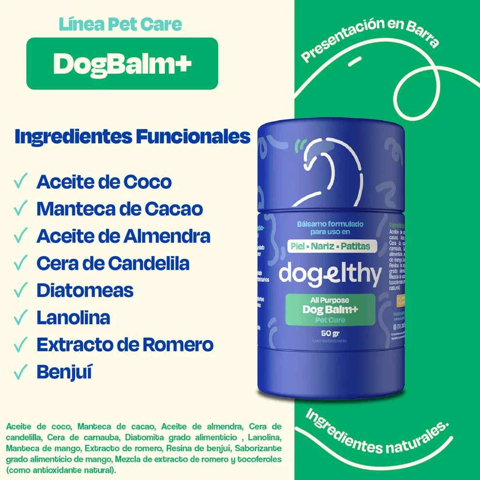 Dogelthy Dog BALM STICK 50 gr ( Bálsamo Hidratante para Piel, Patitas y Nariz Anti Resequedad y Agrietamiento )