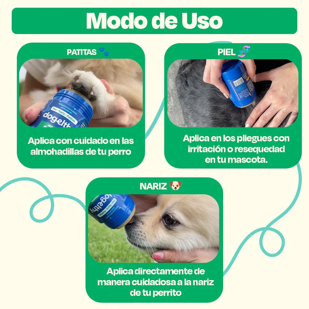 Dogelthy Dog BALM STICK 50 gr ( Bálsamo Hidratante para Piel, Patitas y Nariz Anti Resequedad y Agrietamiento )