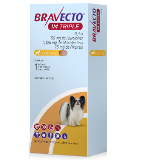 Bravecto 1 M TRIPLE S 50 mg 1 Tableta (2.5 a 5 kg) Control de parásitos internos y externos