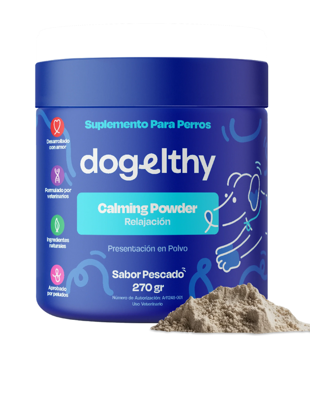 Dogelthy CALMING POWDER 270 gr ( Calmante / Relajante Natural para Hiperactividad o Estrés Sabor a Pescado )