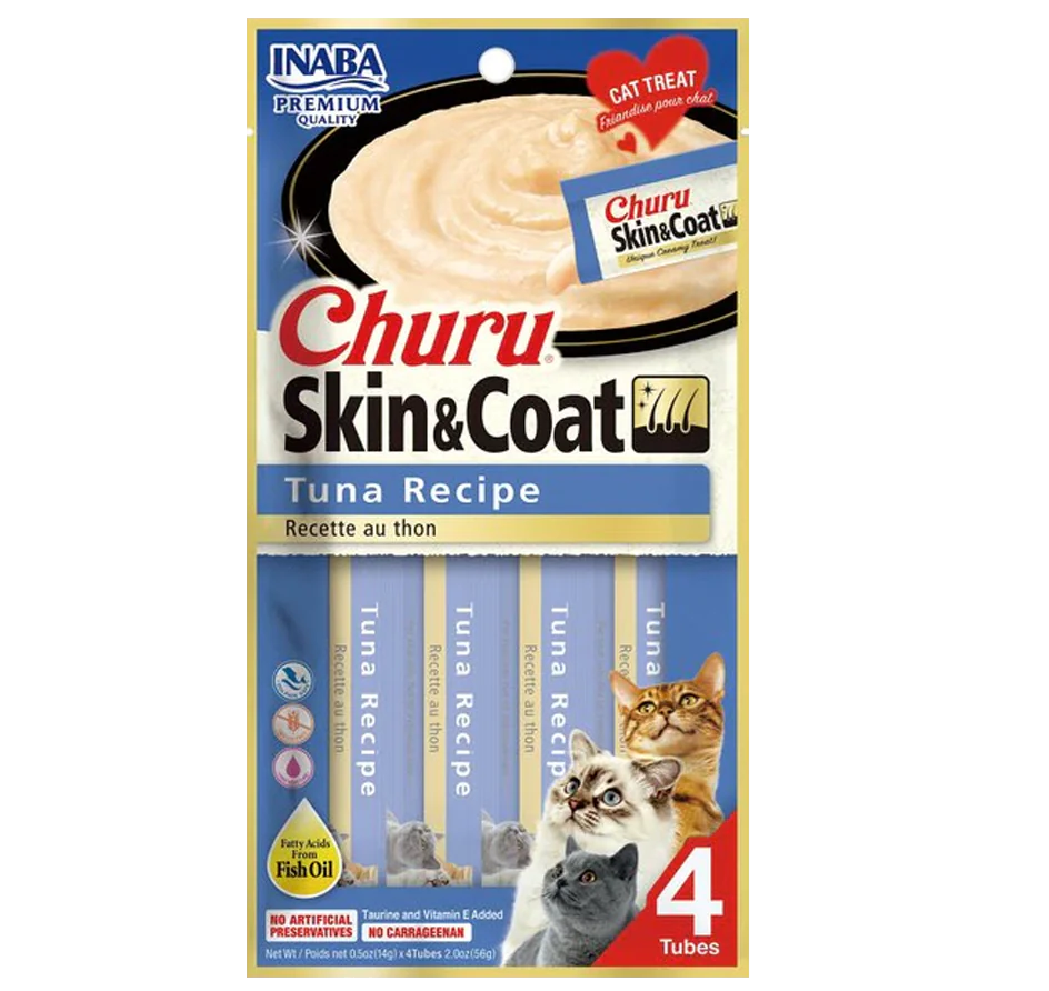 Churu Tuna Recipe Skin & Coat ( Premio Cremoso para Gato Receta de Atún ) paquete con 4 piezas (copia)
