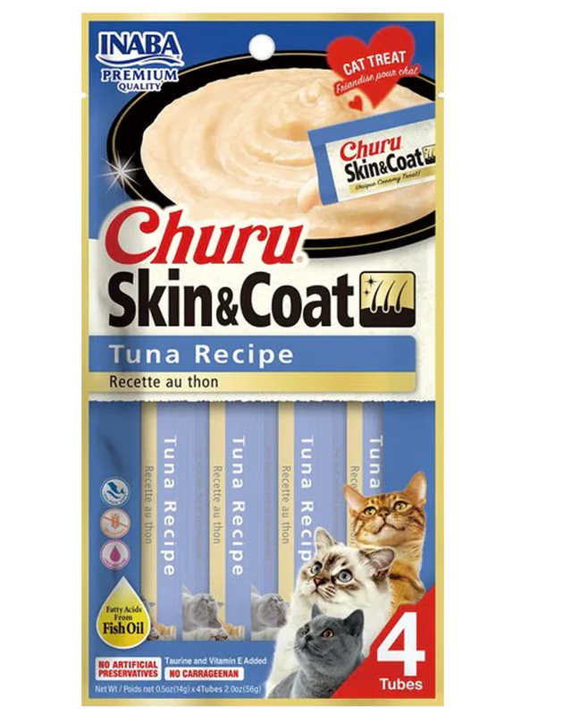 Churu Tuna Recipe Skin & Coat ( Premio Cremoso para Gato Receta de Atún ) paquete con 4 piezas (copia)