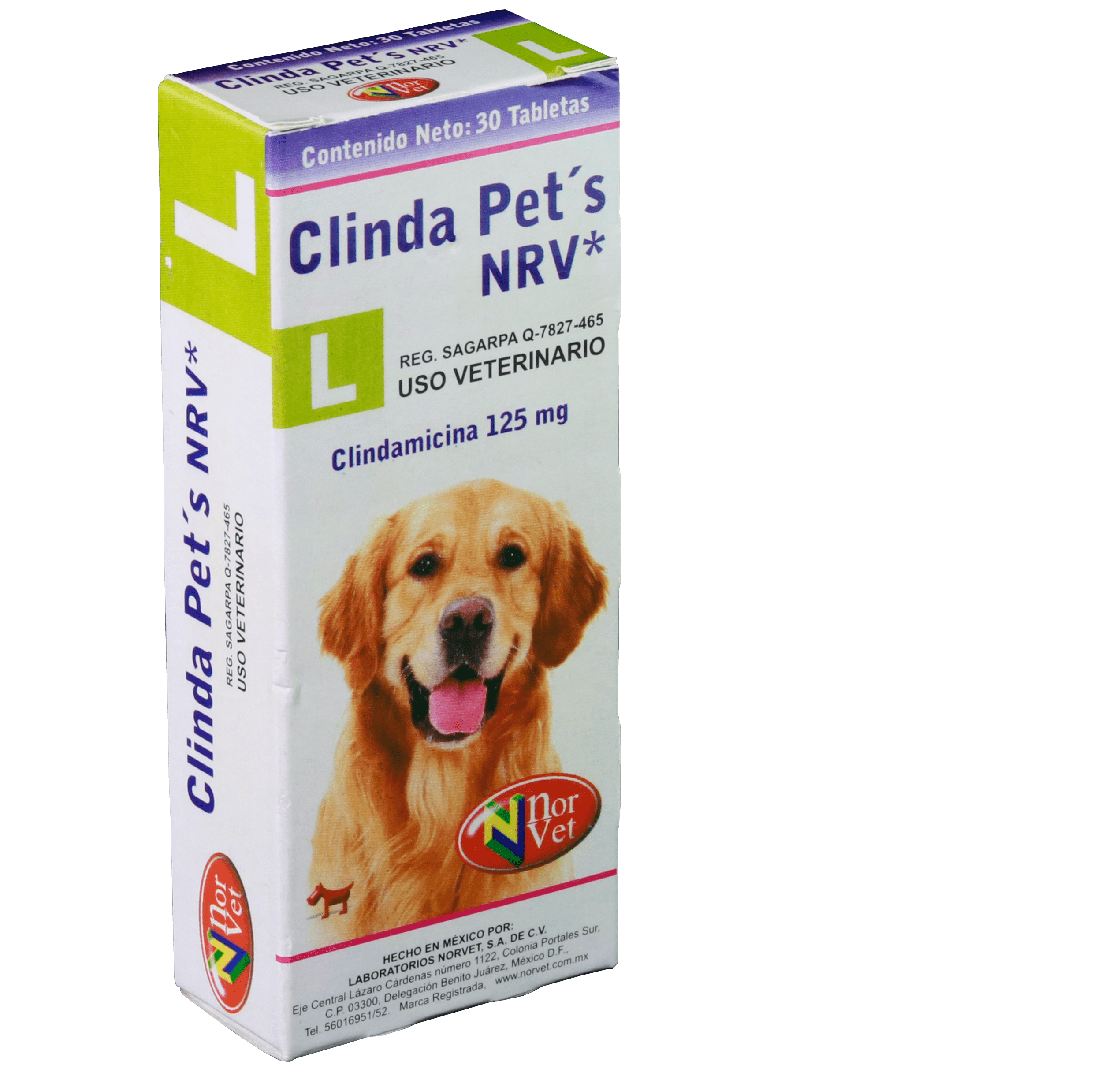 Clinda Pets NRV L  30 Tabletas  ( Clindamicina 125 mg ) ClindaPets