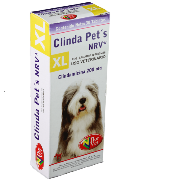 Clinda Pets NRV XL 30 Tabletas  ( Clindamicina 200 mg ) ClindaPets