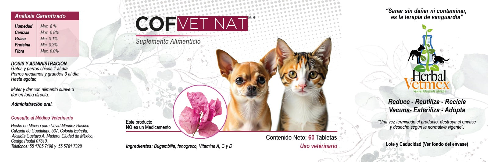 Cof VetNat 60 Tabletas ( Vías Respiratorias) ANTES RespiVetNat