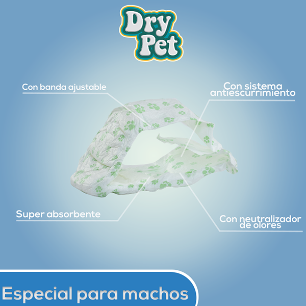 Pañal Especial para perro Macho tamaño Grande( 60-80 cm )