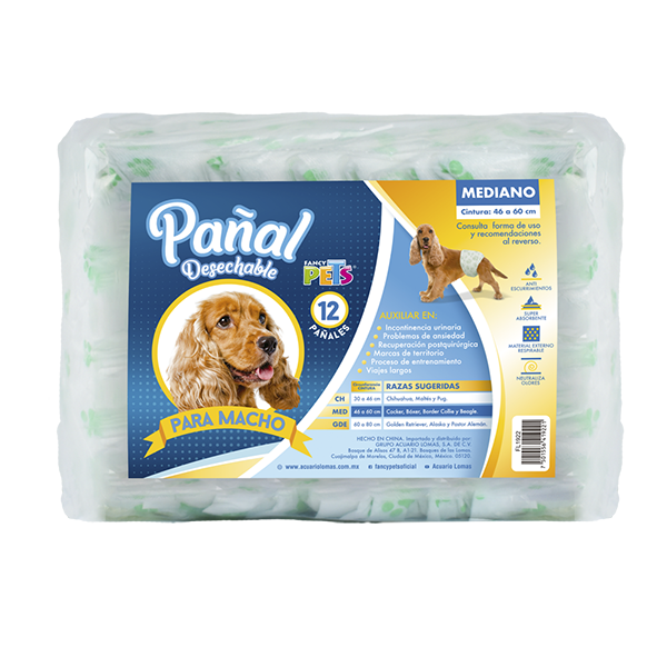 Pañal Especial para perro Macho tamaño Mediano ( 46-60 cm )