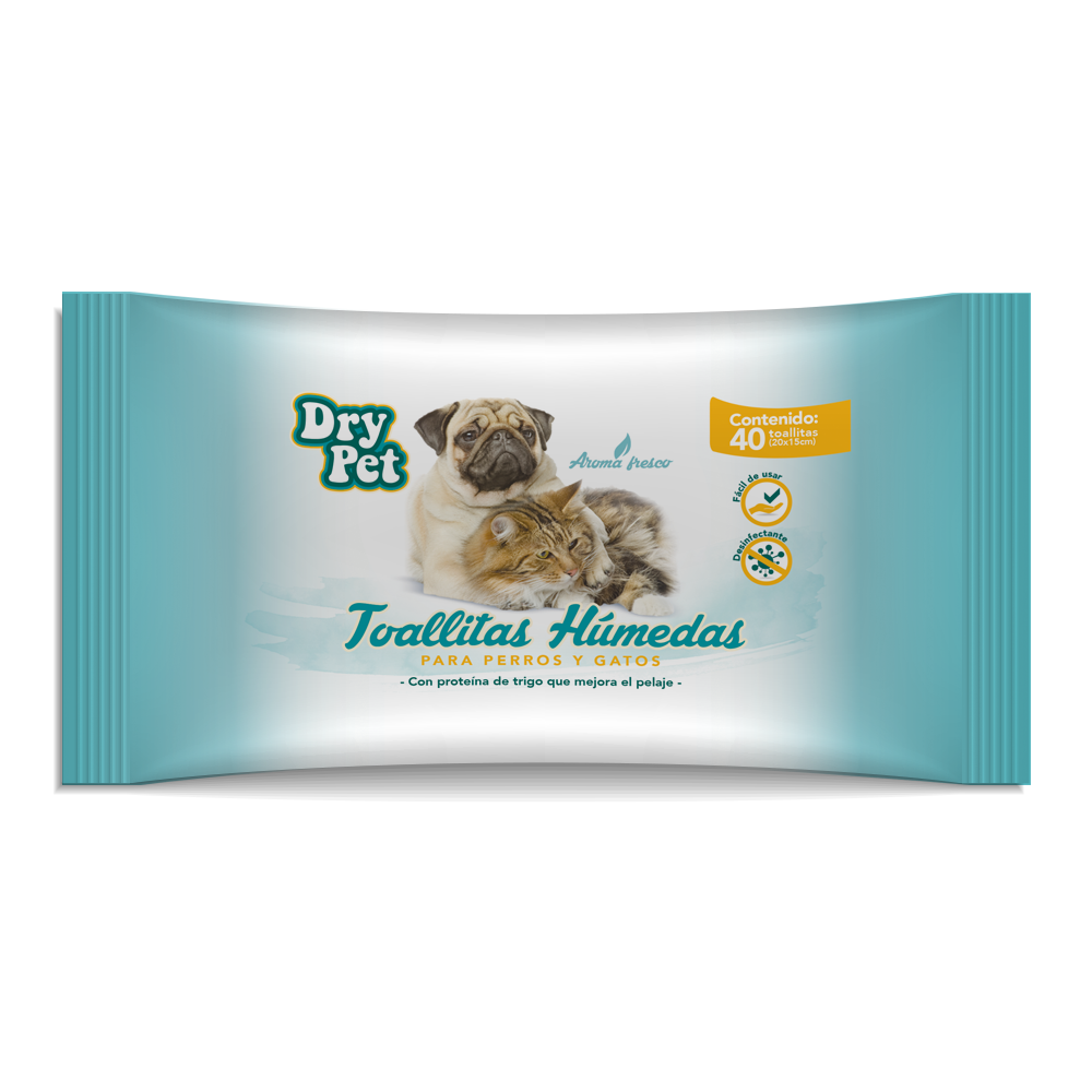 Toallitas Humedas Limpiadoras para Perro y Gato  ( 40 pzas )