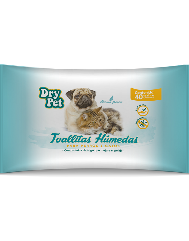 Toallitas Humedas Limpiadoras para Perro y Gato  ( 40 pzas )