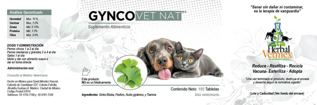 Gynco VetNat 100 Tabletas ( Circulación Cerebral ) GyncoVetNat