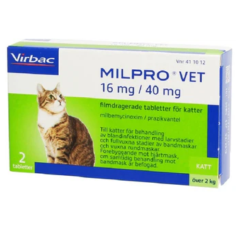 Milpro Endoparasiticida 16 mg / 40 mg 4 tabletas (Gato)