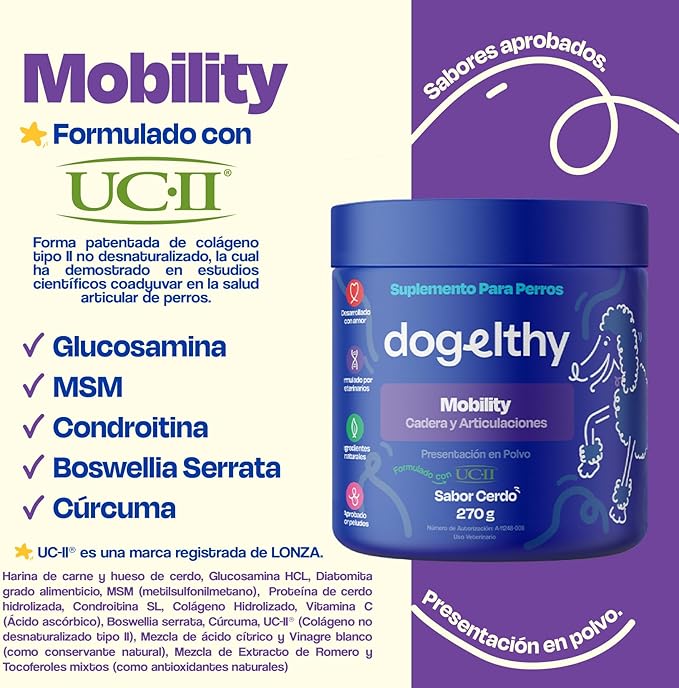 Dogelthy MOBILITY Sabor Cerdo 270 gr ( Cadera y Articulaciones )