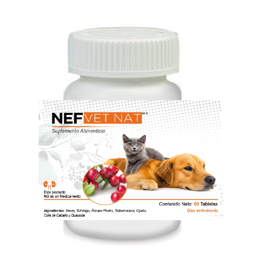 Nef VetNat 60 Tabletas  Vías Urinarias Antes Renal VetNat  (Renalvetnat)