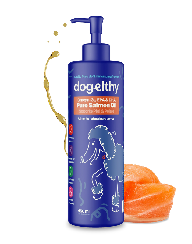 Dogelthy PURE SALMON OIL 450 mL (Aceite Puro de Salmon Pelaje, Piel y Articulaciones)