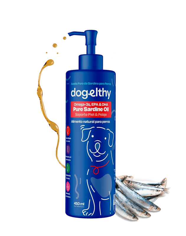 Dogelthy PURE SARDINE OIL 450 mL (Aceite Puro de Sardina Pelaje, Piel y Articulaciones)