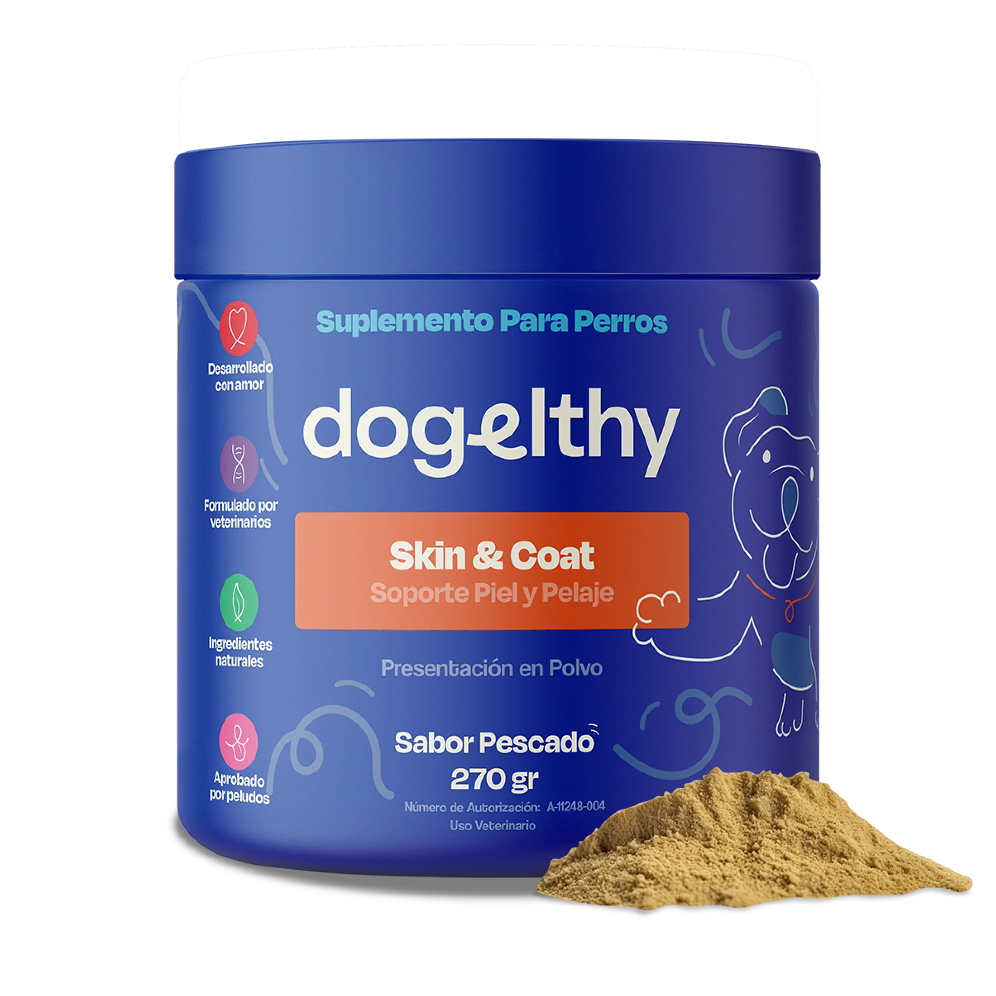 Dogelthy SKIN & COAT Sabor Pescado 270 gr ( Pelaje y Piel )