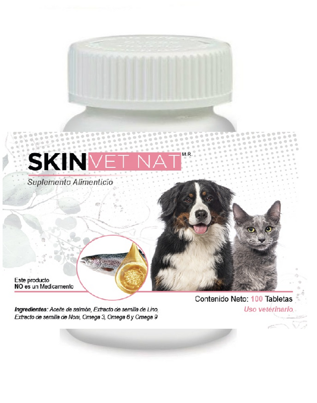 Skin VetNat 100 Tabletas ( Omegas ) ANTES Derma VetNat