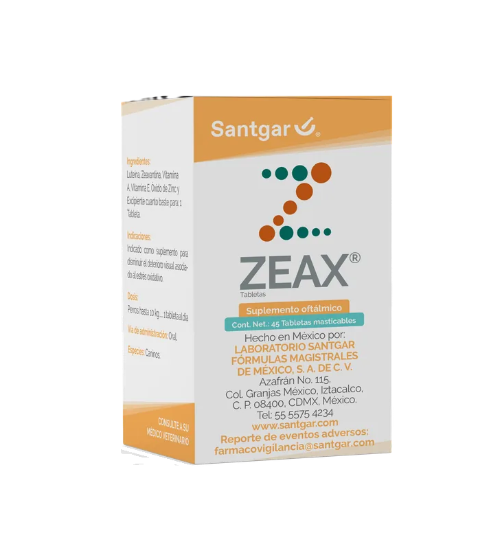 Zeax razas pequeñas 90 tabletas SANTGAR ( vitaminas oftálmicas zeaxantina )