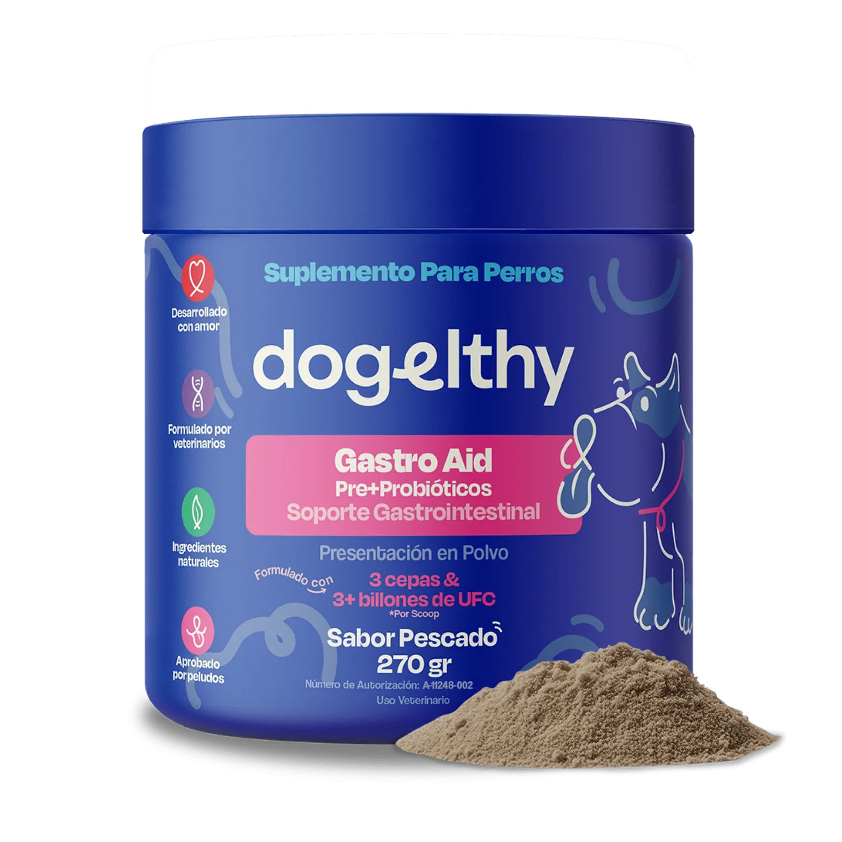 Dogelthy GASTRO AID Sabor Pescado 270 gr ( Prebióticos + Probióticos )