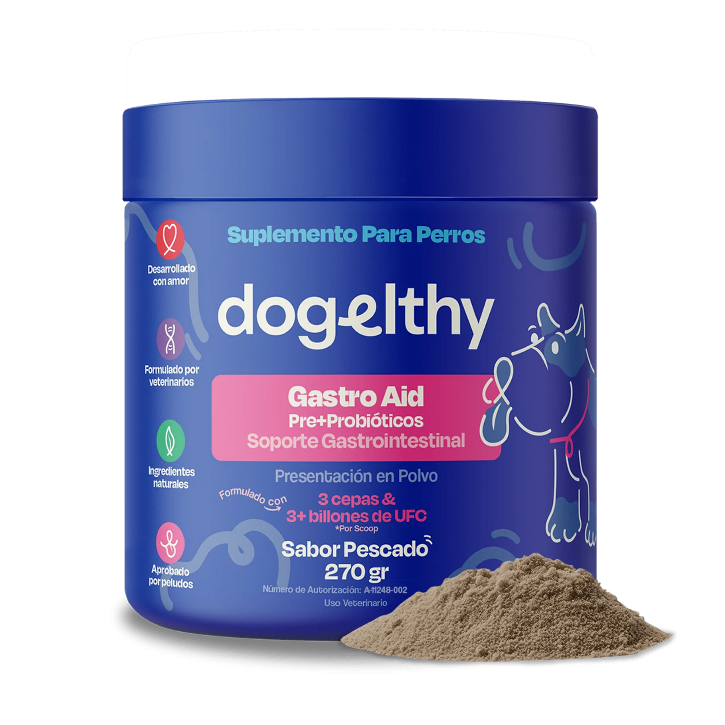Dogelthy GASTRO AID Sabor Pescado 270 gr ( Prebióticos + Probióticos )