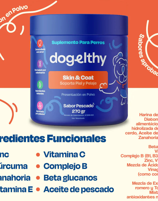 Dogelthy SKIN & COAT Sabor Pescado 270 gr ( Pelaje y Piel )