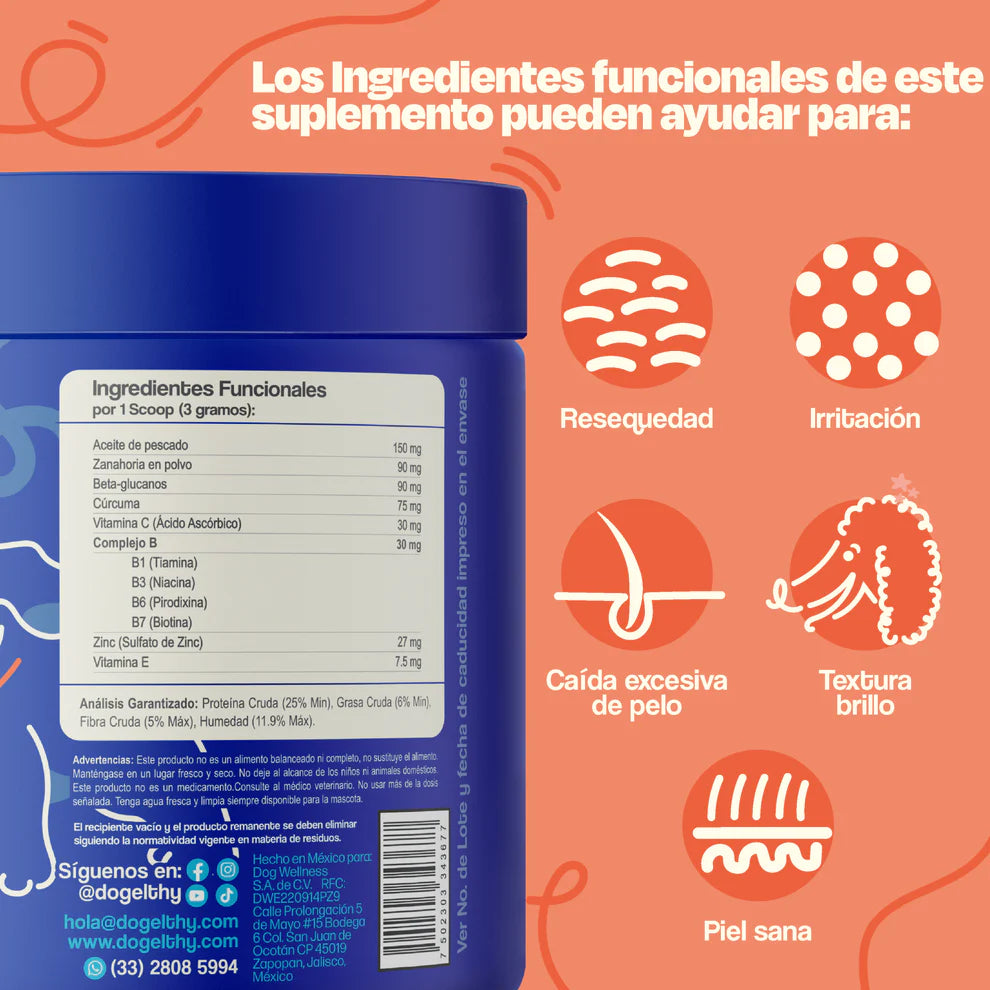 Dogelthy SKIN & COAT Sabor Pescado 270 gr ( Pelaje y Piel )